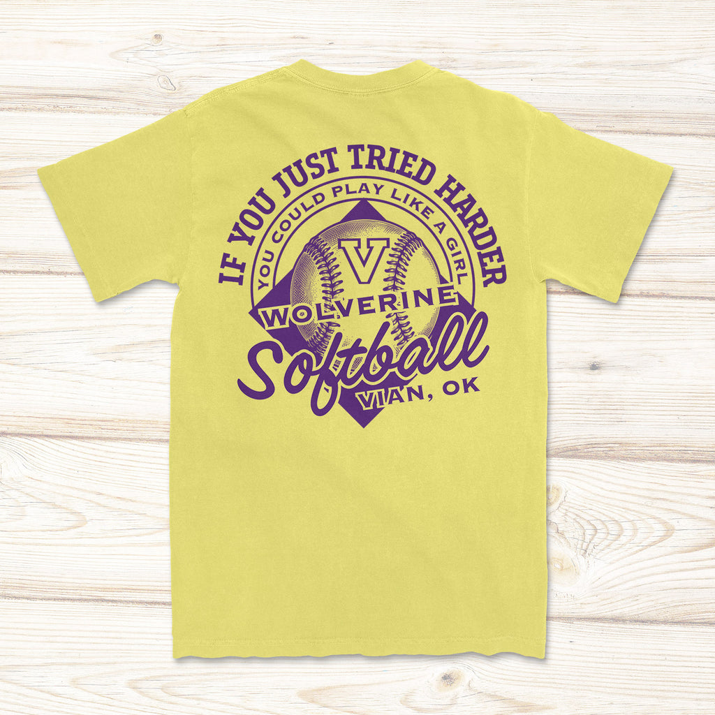 Play Like a Girl Wolverine Softball Tee