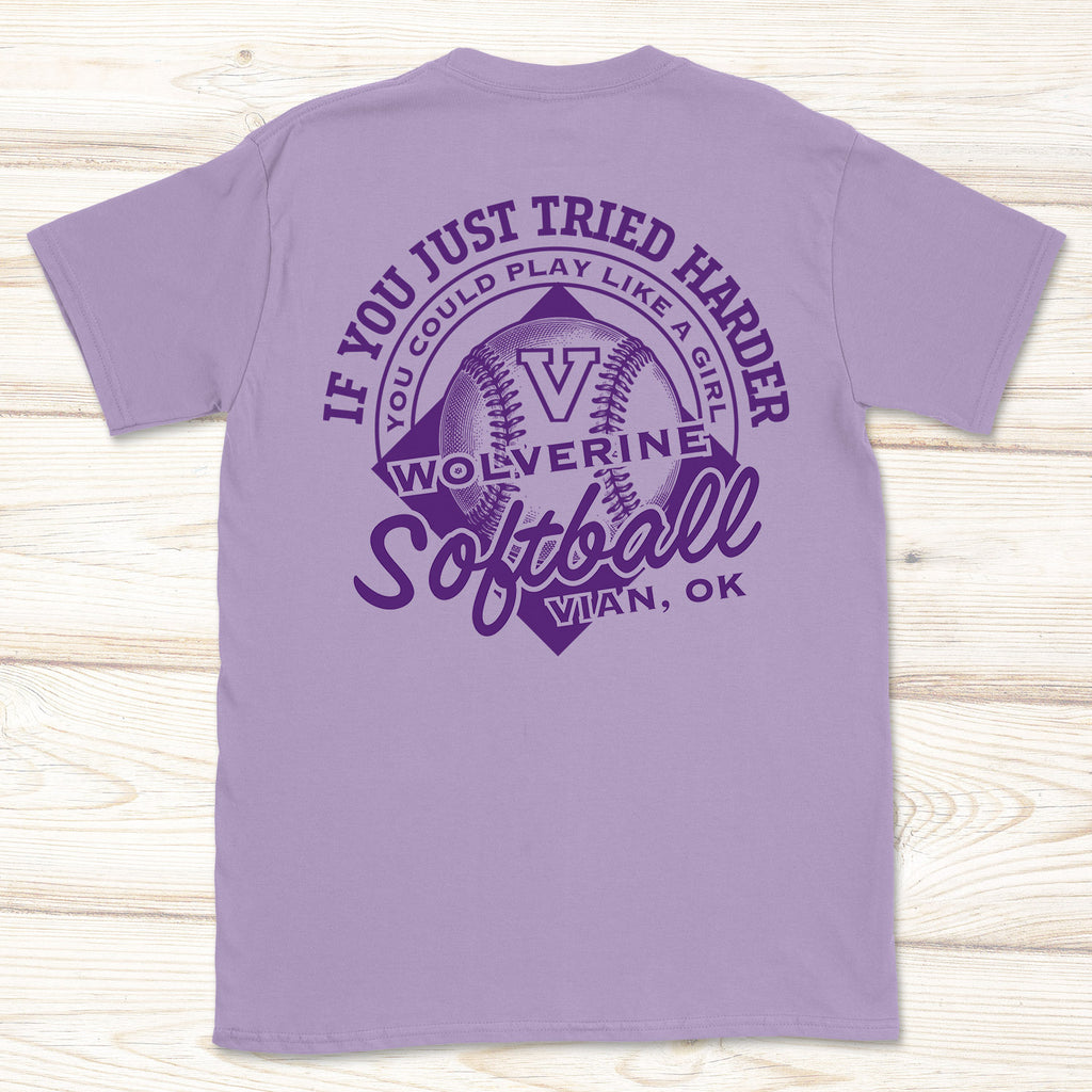 Play Like a Girl Wolverine Softball Tee